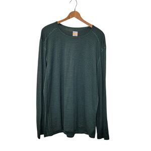 Icebreaker Mens Merino 200 Black Green Striped Long Sleeve Base Layer Top XXL